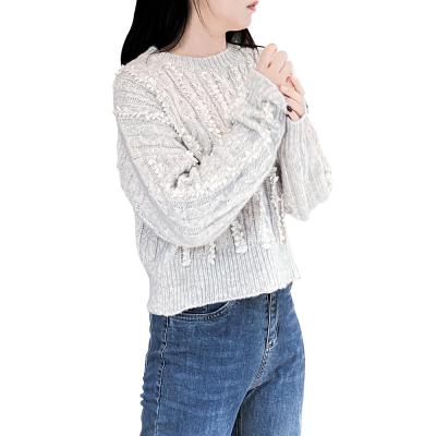 China CGYY 2021 Anti-wrinkle white and Brown color culture complements Autumn Winter Wool Fibers Sweater Women's Sweater for sale