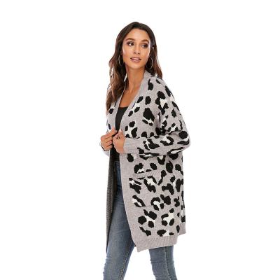 China wholesale CGYY Anti-Wrinkle Leopard Boho V-Neck Long Sweater Boho Long Cardigan Ladies Knit Women Cardigan With Pockets for sale