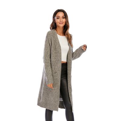 China CGYY Anti-wrinkle solid color high quality thick cardigan women long knitted casual sweater coat Autumn Winter Open Front Spring Cardigan for sale