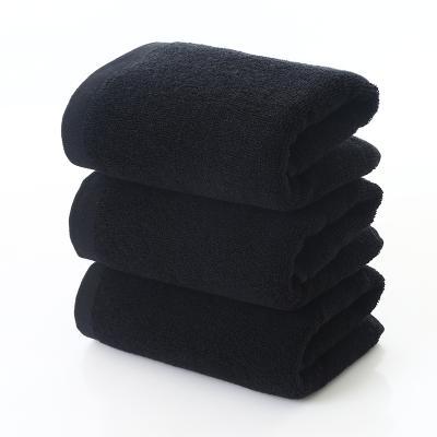 China OEM 21 Ply Antifading QUICK DRY Black Cotton Towel Customizable Logo for sale