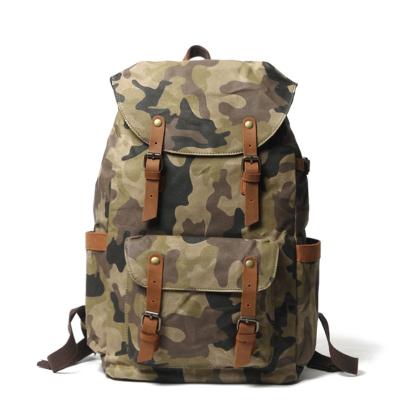 China China Factory New Design Heavy Duty Camouflage Laptop Backpack Waxed Waterproof Sport Travel Durable Canvas Rucksack for sale