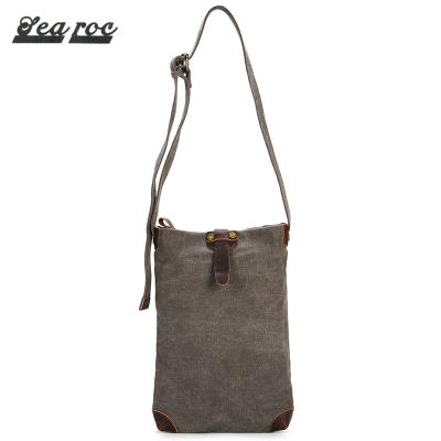 China Anti-fade Wholesale Custom Logo Canvas Fabric Shoulder Bags Gray Sling Messenger Bag For Women for sale