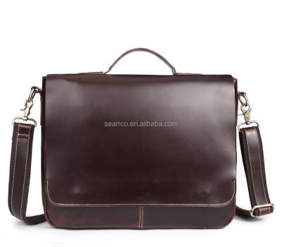 China Comfortable waxy genuine leather business bag oil pul whip leather man briefcases for sale