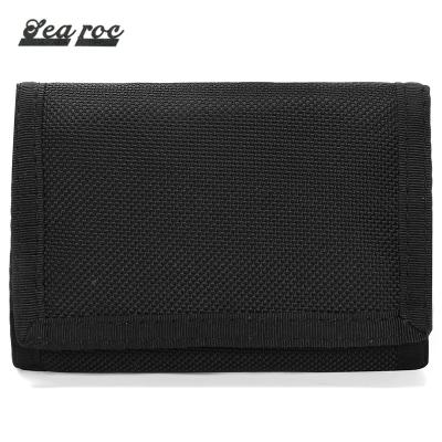 China Tri Case Simple Wallet Zero Purse and Functions Mini Black Nylon Short Slim Small with Triple for sale