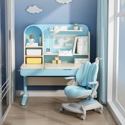 China Eco-Friendly Spot Stock Kids Study Desk Kids Tables Height Adjustable Ergonomic Desk With Book Shelves Kids Furniture for sale