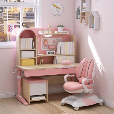 China Eco-Friendly Easy To Install Growable Kids Study Desk Kids Table Height Adjustable Ergonomic Desk Set With Bookshelves Kids Furniture for sale