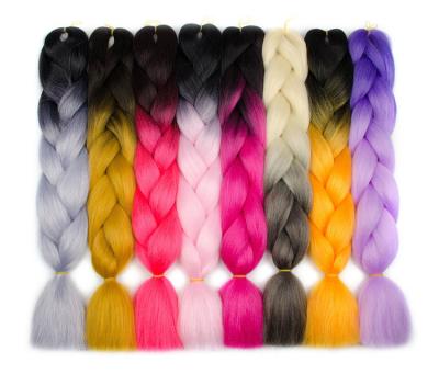 China Synthetic Crochet Braiding Hair Extensions Wholesale Prestretched Yaki Ombre Color Elephant Expression Synthetic Braiding Hair for sale