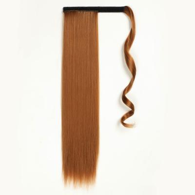 China 24 Inch Straight High Quality Long Straight Synthetic Heat Resistant Clip In Wrap Around Ponytail Hair Extensions for sale