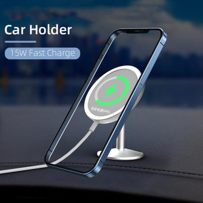 China Car Magnetic Mount Mobile Phone Phone Charger 15W Wireless Fast Charging Holder for iPhone 13, 12, pro, pro max, mini with Strong Mag Adhesives for sale