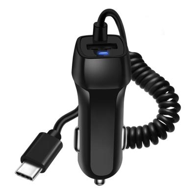 China For IPhone/Samsung Factory Price Cheap USB Type C Car Charger For iPhone Samsung Fast Car Adapter With Type-C Cable for sale