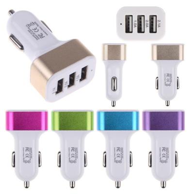 China 12V 24V Car Charger Universal 3 USB Car Interior Electronics Accessories Fast Hands-free Charger Car Charging Random Color for sale