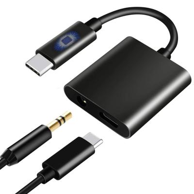 China Mobile Phone USB C to 3.5mm Audio Converter 2 in 1 Type C to 3.5mm Female Stereo Earphone and 60W Fast Charging Adapter for Samsung Google for sale