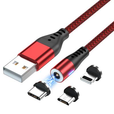 China Fast Charging Ship Cheap Factory Direct Magnetic Charging Cable, 3 in 1 USB Data Cable for iPhone 6 7 8 11 plus Samsung for sale