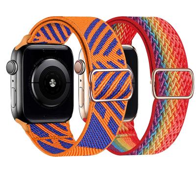 China Scrunchie Strap For Apple Watch Band 44mm 40mm 45mm 38mm Nylon Loop Elastic 42mm Solo Strap For iWatch Series 3 4 5 6 Se 7 WC04 for sale