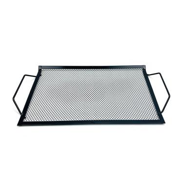 China Rectangle Dustproof Hot Selling BBQ Mesh Grill Tray Nonstick Grill Pan with Two Handle for Outdoor Cooking for sale