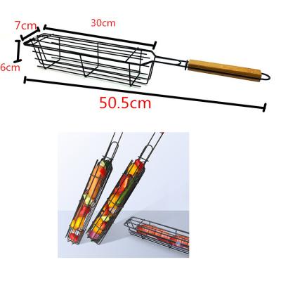 China BBQ Kebab Metal Corn Basket Easily Cleaned Non-Stick Portable Vegetable Grill Flip Grill Jumbo Shrimps For BBQ Basket Grilling Net for sale