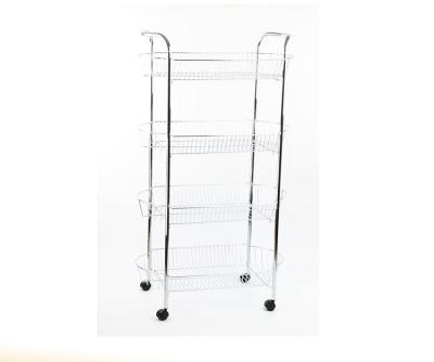 China Durable 4 Tier Metal Kitchen Storage Cart Vegetable Fruit Rack With Wheels for sale