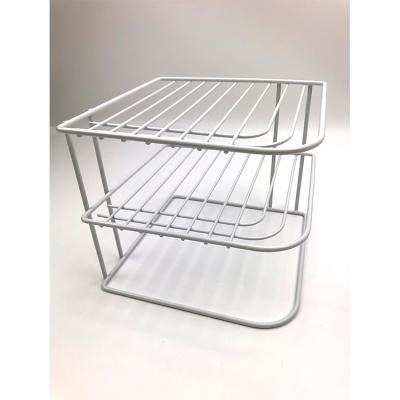 China Viable Hot Sale 3 Tier White Powder Coating Office Kitchen Bathroom Metal Dish Storage Shelf Corner Rack for sale