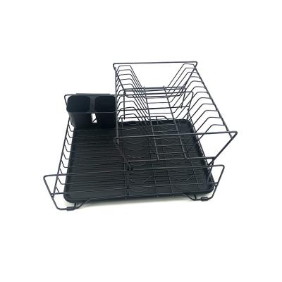 China Contemporary Hot Sale Worktop Double Drying Dish Rack Kitchen Shelf Two Tiers Metal Wire Dish Drainer Rack Draining Rack for sale