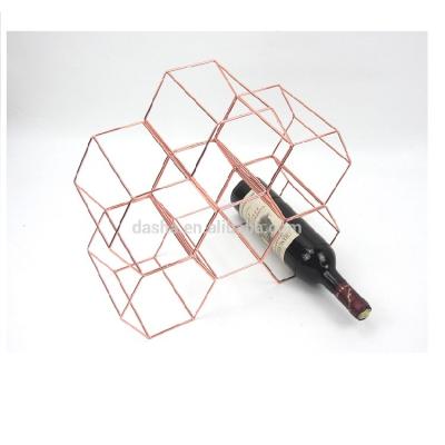 China Sustainable New Style 6 - Bottle Metal Hexagon Brass-Plated Wine Rack Wine Rack for sale