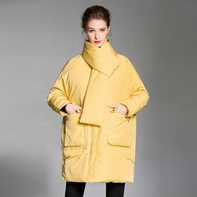 China Custom Made Yellow Brown OEM Winter Waterproof Short Stripper Plus Size 900 Fill Duck Goose Down Jacket For Women for sale