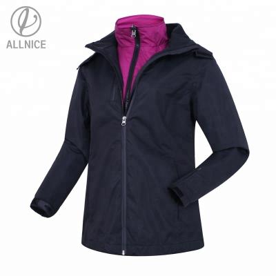 China 2018Hot Sale Anti-Shrink Women's OEM 3 in 1 Jacket Hood Winter Snowboard Windproof Outdoor Camping Jacket Tracksuit for sale