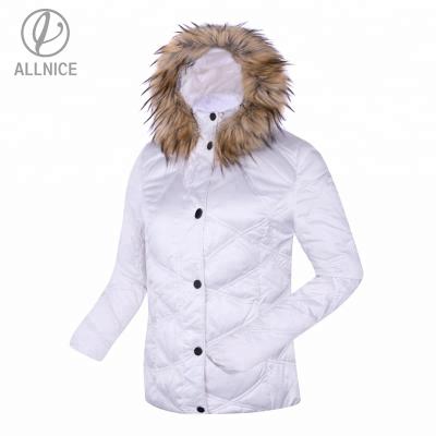 China Women OEM Faux Fur Coat Shorts Diamond Quilting Winter Down Jacket Stain Viable Fabric Insulated Camping Downproof Tracksuit for sale