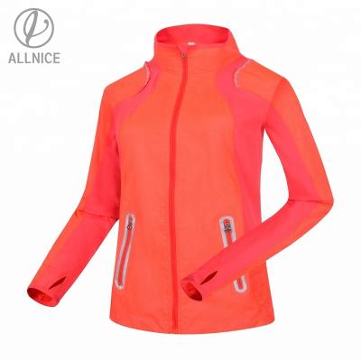 China Women's Tracksuit Girl Running Coat Laser Material Anorak Slim Orange Reflective Breathable Jackets Custom Fit Sports for sale