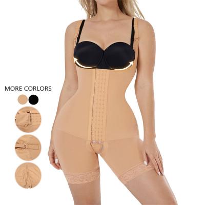 China HEXIN 2022 Size 4 Buckle Private Label Hip Hip Tummy Control Antibacterial Antibacterial Custom Surgery Compression Top Shapewear For Women for sale