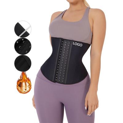 China 2022 QUICK DRY Custom Logo Belly Control Steel Bones Slimming Latex Waist Trainer Wrap for sale