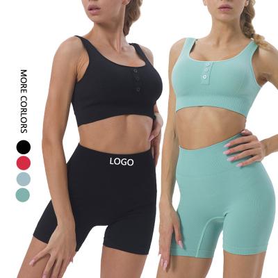 China 2020 Breathable In Summer Running Two Piece Yoga Wear Shorts Fitness Set Sport for sale