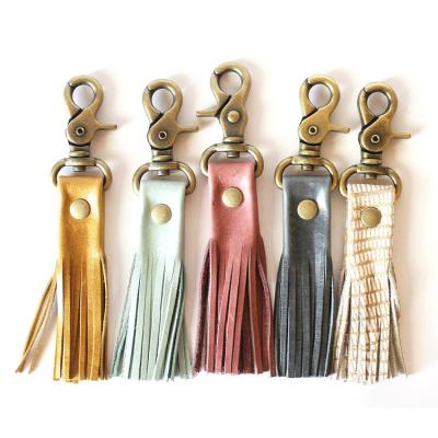 China Decoration / Key Holder / For Bags Leather Tassel Key Chain Wholesale Leather Key Ring for sale