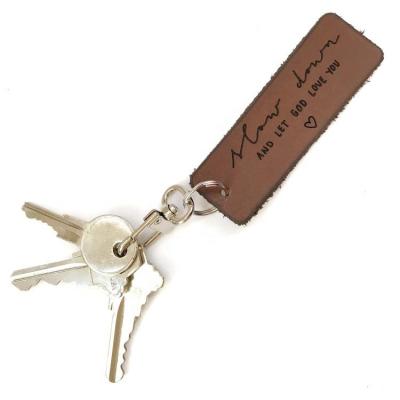 China Decoration / Key Holder Notebook Leather Key Ring Personalized Genuine Laser Engraved Keychains for sale