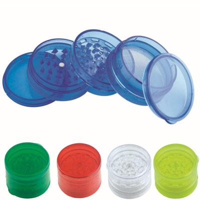 China Free Sample Durable 60mm 5 Layer Plastic Grinder Portable Transparent Multicolor Acrylic Plastic Herb Grinder Smoking Accessories for sale