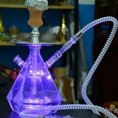 China Durable Customizable Led Light Chicha Set Clear Acrylic Double Hose Hubbly Hookah Shisha Fizzy Arabian Hookah for sale