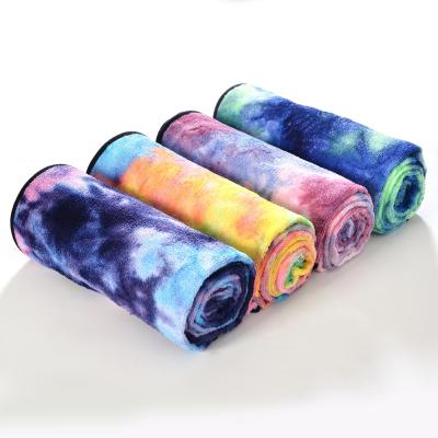 China Custom Print Microfiber Tie Dye Yoga Mat Eco-friendly Non-slip Warm Towel Safe For Kids for sale