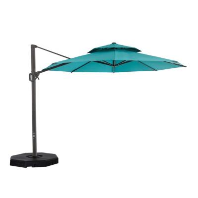 China With 360 Degree Crank Rotation Diameter 330cm Height Parasol High Quality Outdoor Patio Umbrella In Green Color In Good Condition With Base for sale