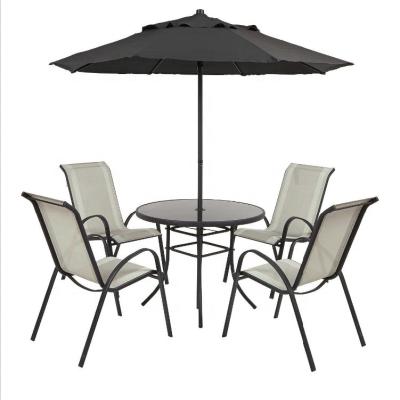 China Outdoor Combination Furniture Set Textoline Outdoor Stacking Chair Garden High Back Dining Chair Gray Seating for sale