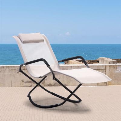 China Garden Cross Foldable White Comfortable Lazy Leisure Patio Lounge Chairs Steel Rocking Chair for sale