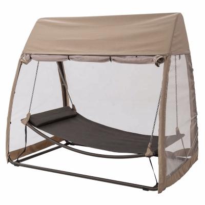 China With Polyester Roof And Mosquito Net Outdoor Patio Swing Hammock With Mosquito Net Tent With Steel Poles for sale