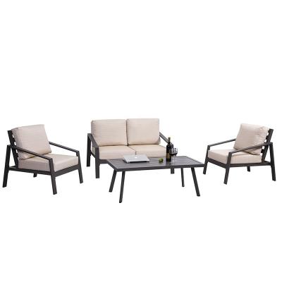 China Garden Sofa Luxury Lounge Couch Furniture 4pcs KD Sofa Set Aluminum Outdoor Garden Loungeset for sale