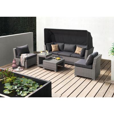 China Polyrattan Garden Set Work Seat Group Loungegroup Garden Furniture 5 Piece Design Loungeset with Sofa Element and Stool Table-Stool for sale