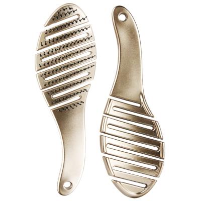 China Private Label Comfortable Low MOQ Gold Paddle Vent Detangle Nylon Hair Brush For Wet And Dry for sale