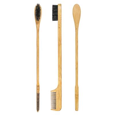 China Hot-selling Nondisposable Custom Made Boar Bristle Edge Multi Function Nature Eyebrow Brush Amazon Logo Wooden Brush for sale