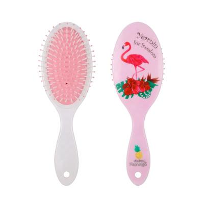 China Wholesale Private Label Private Label Plastic Handle Brush Nylon Swan Pattern Swan Pattern Massage Hair Brush for sale