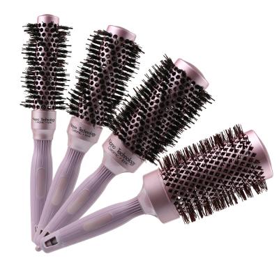 China Round High Temperature Resistance Boar Bristle Hairstyle Brush Ceramic Round Hair Brush for sale