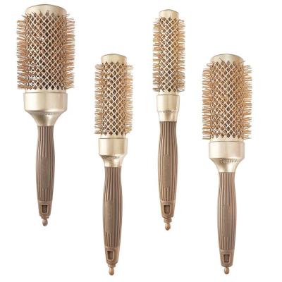 China Comfortable Healthy Comb Wholesale Salon Use Nano Thermal Drying Styling Ionic Technology Ceramic Round Hair Brush for sale