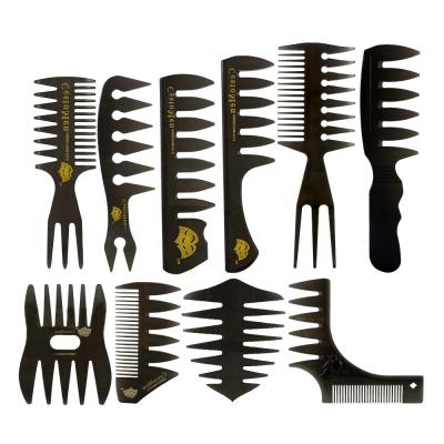 China 10PCS Professional Salon Men's Black Hair Styling Comb Double Sided Head Comb Oil Comb Wide Tooth Comb for sale