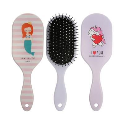 China Paddle Massage Hair Brush Handle Cushion Ellipse Wholesale Plastic Hair Brush for sale