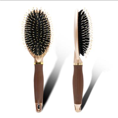 China Comfortable Healthy Use Golden Oval Comb Square Paddle Hair Brush Detangling Brush Set for sale